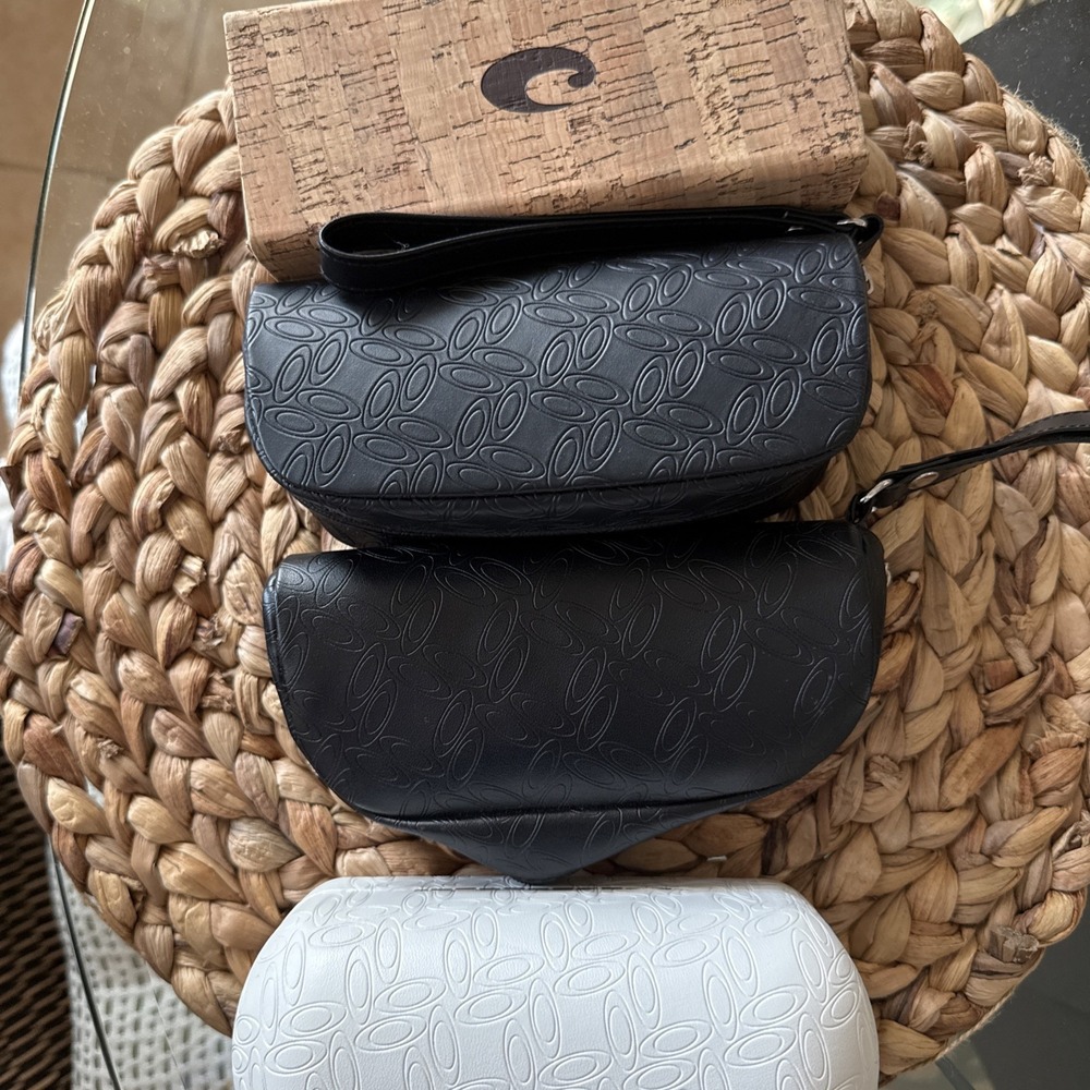Oakley and Costa Sunglass Case Lot 4 Piece Bundle Black White Cork Zipper Hard